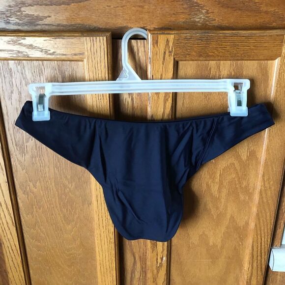 NWT J Crew Women’s Navy Blue Curved Waist Cheeky Bikini Bottom Size M Beach - Picture 6 of 10